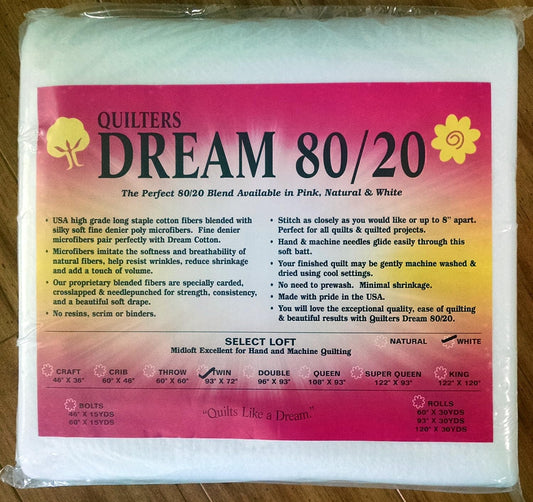 Quilters Dream 80/20 Natural Blend Rolls Queen FREE SHIPPING