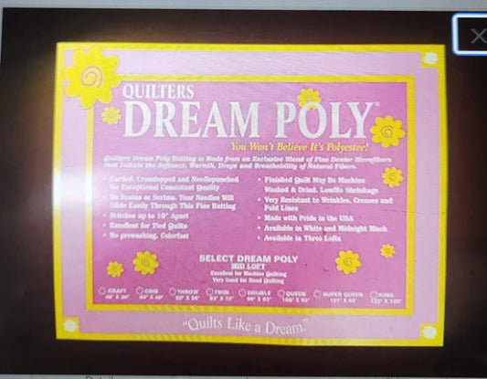 Quilters Dream BLACK Poly Select Loft Batting Queen Rolls FREE SHIPPING